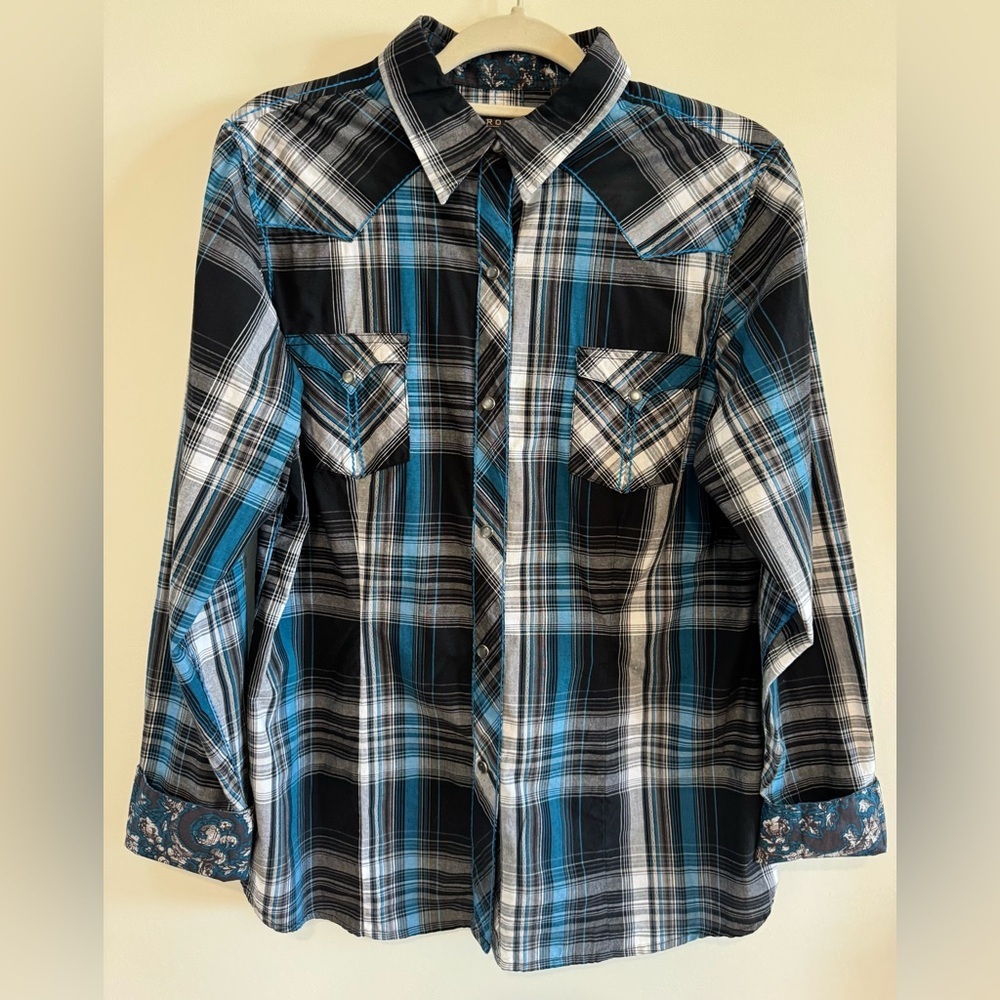 Roper Women's Snap Closure Long Sleeve Plaid Western Shirt 100% Cotton Size L